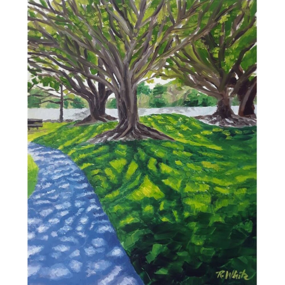 “Shade Trees” Original Oil Painting by Robin White on Wood Panel 8x10x2”